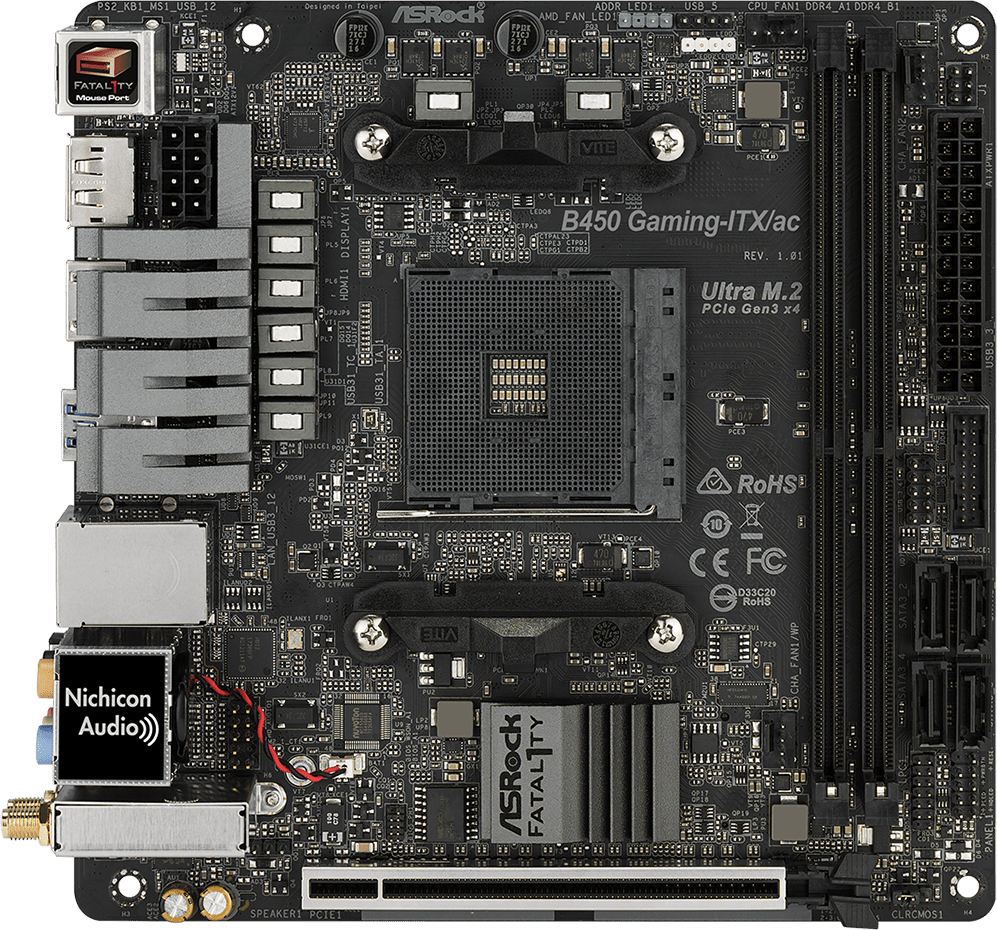 FATAL1TY B450 GAMING-ITX/AC AM4ソケット ASRock > Fatal1ty B450 Gaming-ITX/ac